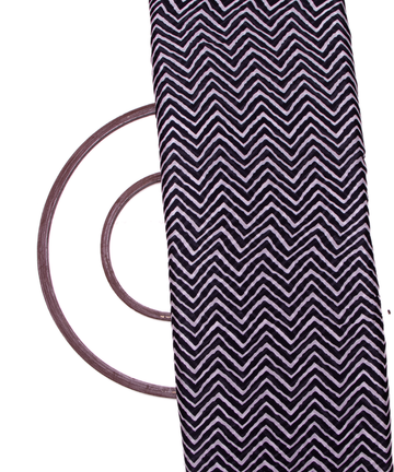 Black Colour Digital Zig Zag Print Viscose Chinon Silk Fabric